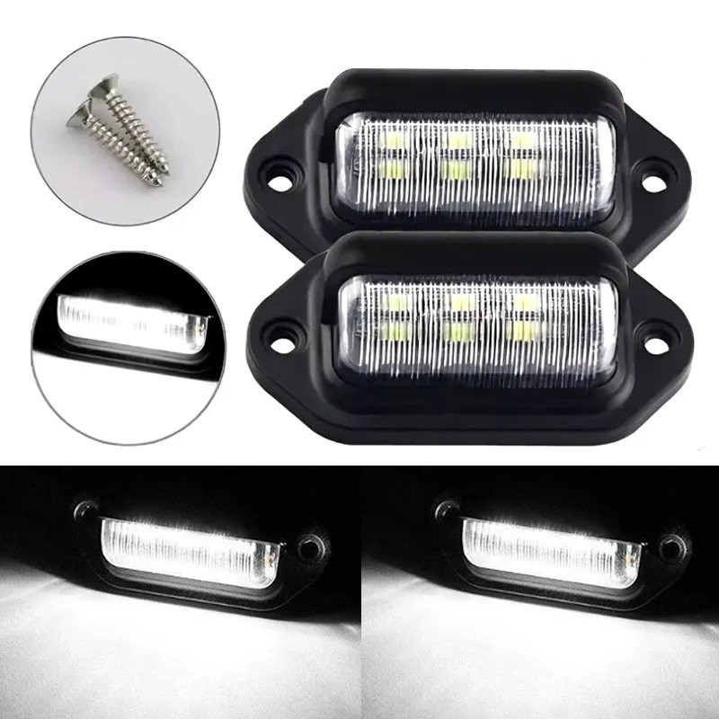 Universal License Plate LED Lights 12V White Car Vehicle Truck Screw Mount Frame