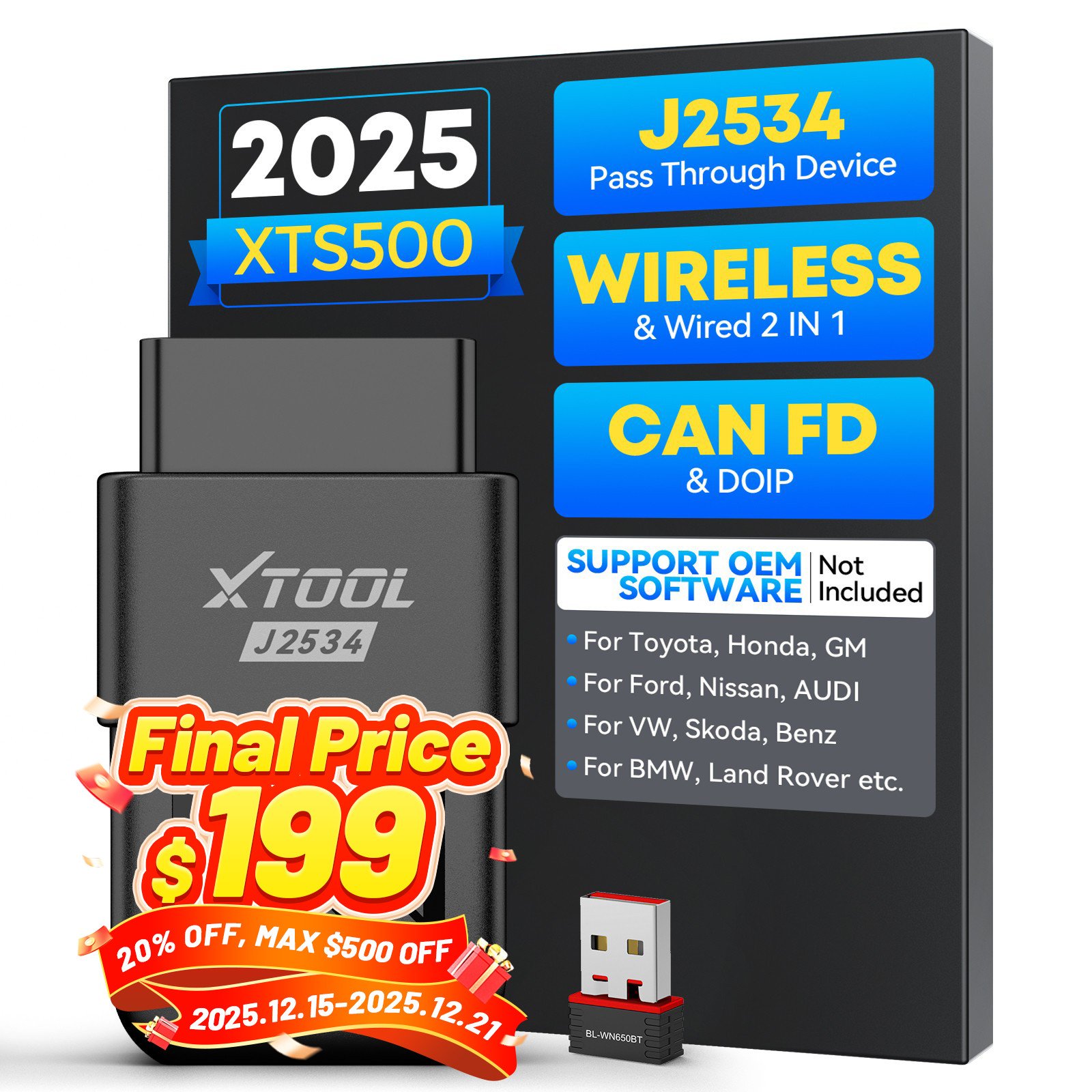 2025 XTOOL XTS500 J2534 Pass-Thru Programmer OEM Reprogramming Diagnostic Tool