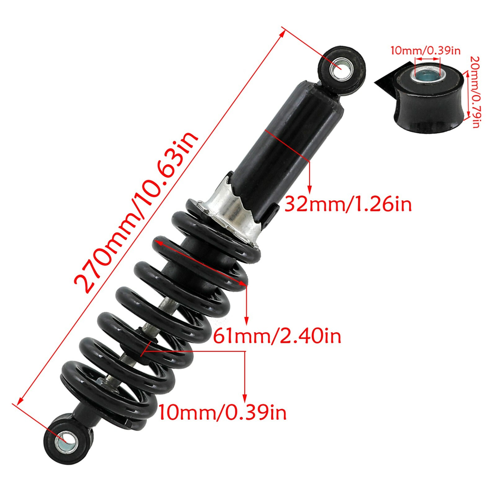 270mm 10.5″ 1200lbs Rear Shocks Suspension Absorber for Motorcycle Dirt Pit Bike