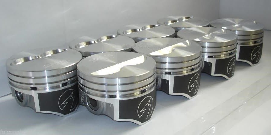 SPEED PRO Hypereutectic Coated Flat Top 2vr Pistons Set/8 Chevy 350 9.7:1 .040