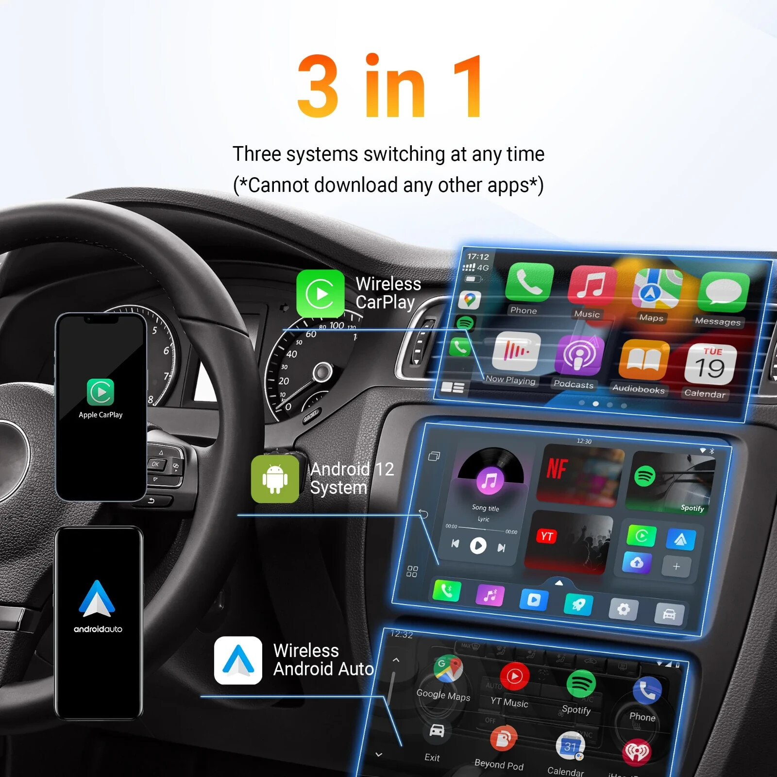 Ottocast Play2Video Pro AIBOX Wireless Carplay&Android Auto Adapter TK