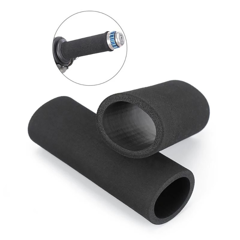 2Pc Motorcycle Foam Anti Vibration Comfort Handlebar Grip Covers Protector Black