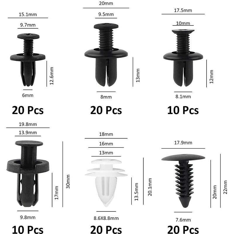 Car Retainer Auto Fasteners Push Trim Plastic Clips Pin Rivet Bumper Kit US