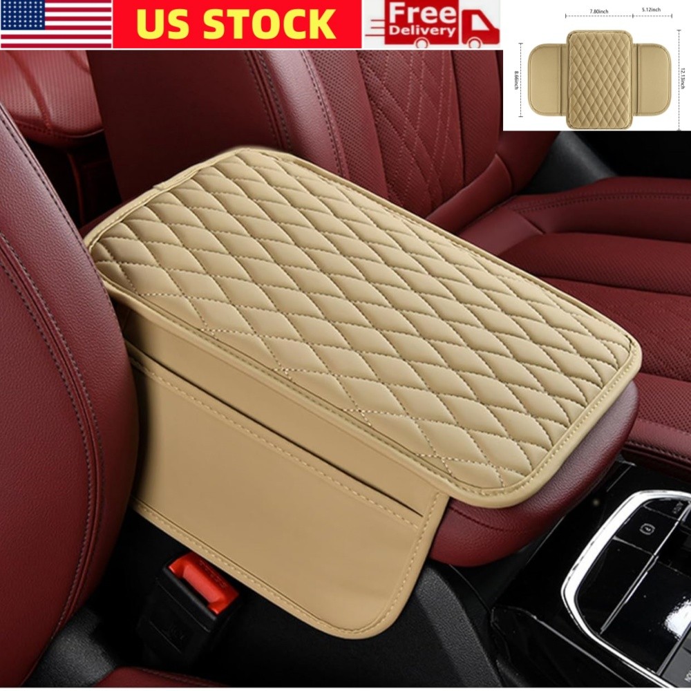 Universal Car Center Console Cover Car Armrest Cover Protector w/ 2 Storage Bags