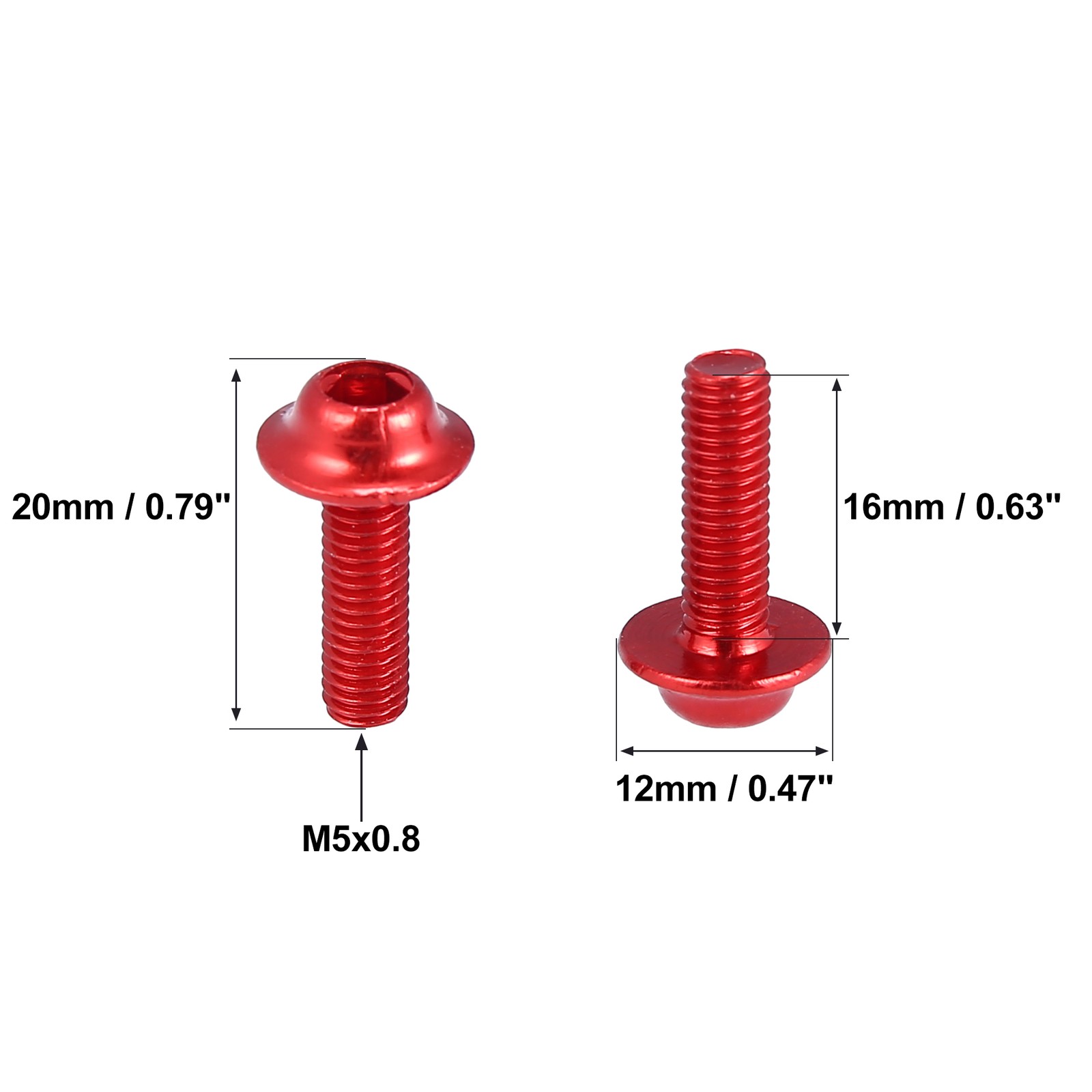 M5 5mm Motorcycle Windscreen Screws Fairing Windscreen Screws Bolt Red Pack(10)
