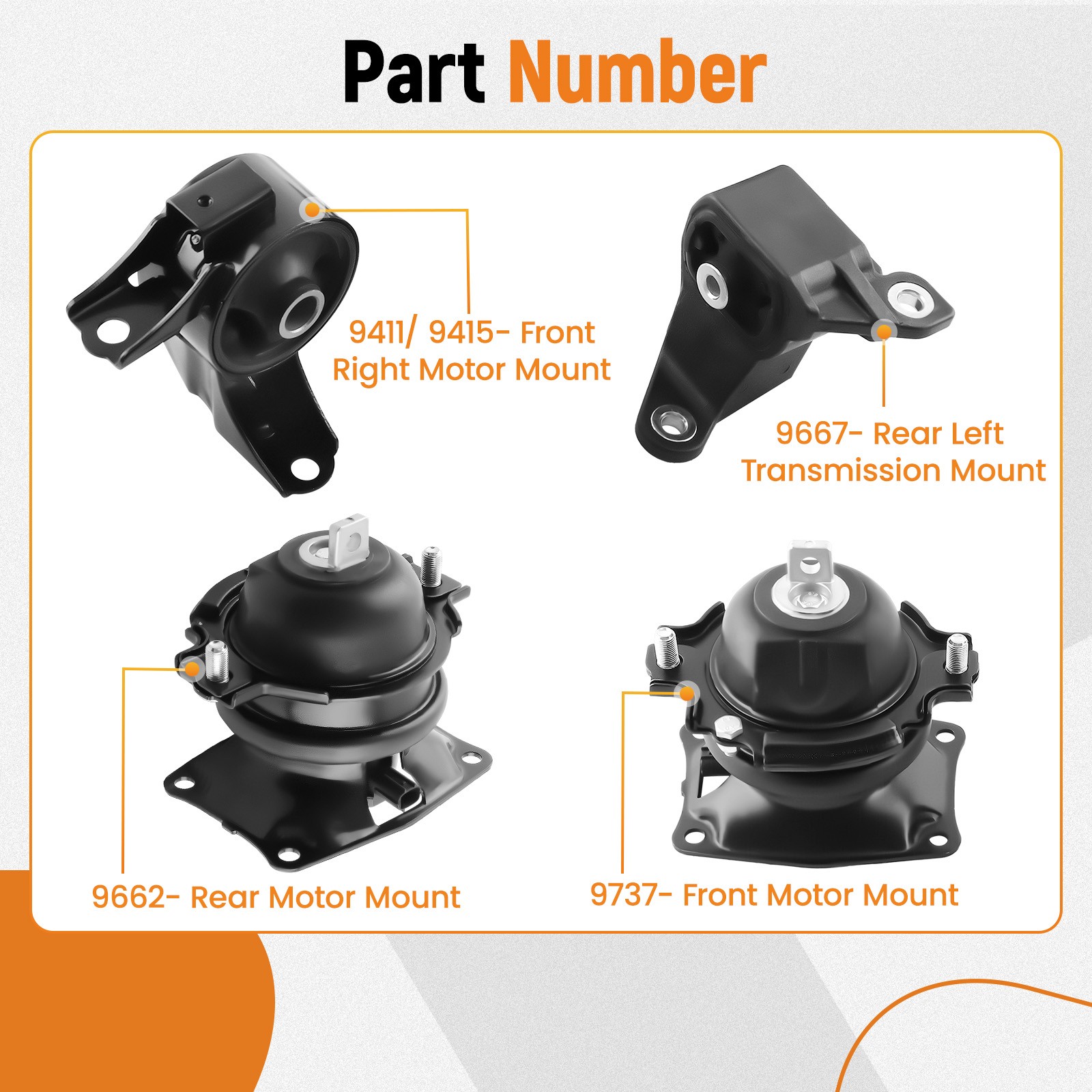Engine Motor & Auto Trans Mount for Honda Odyssey 3.5L V6 2011-2017 50850TK8A01