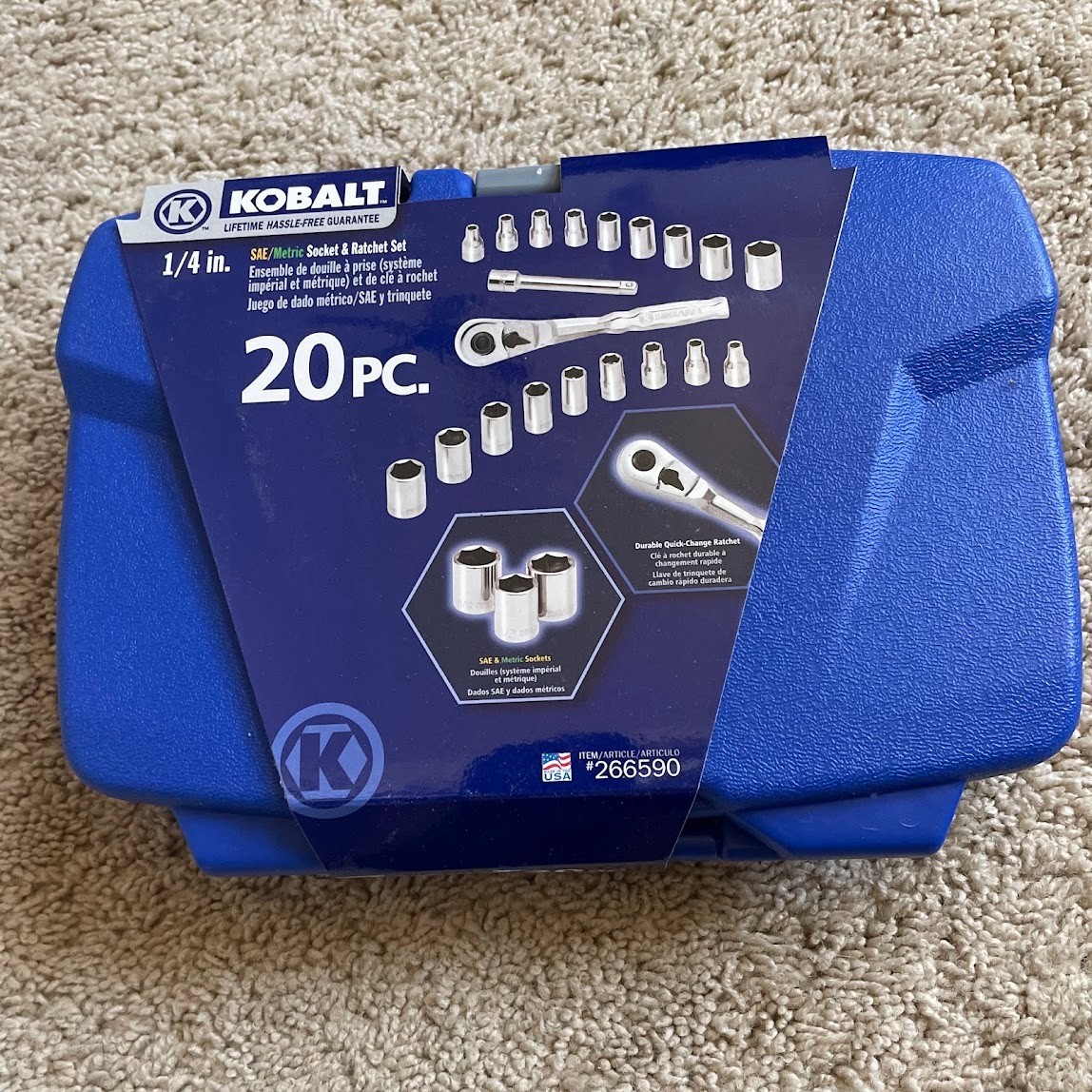 New Vintage Kobalt 20 PC 1/4″ Drive Metric SAE Socket Ratchet Set Made in USA