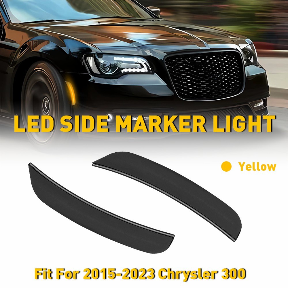 For 2015-up Chrysler 300 300C Front Bumper Side Marker Lamps Lights Smoked Lens