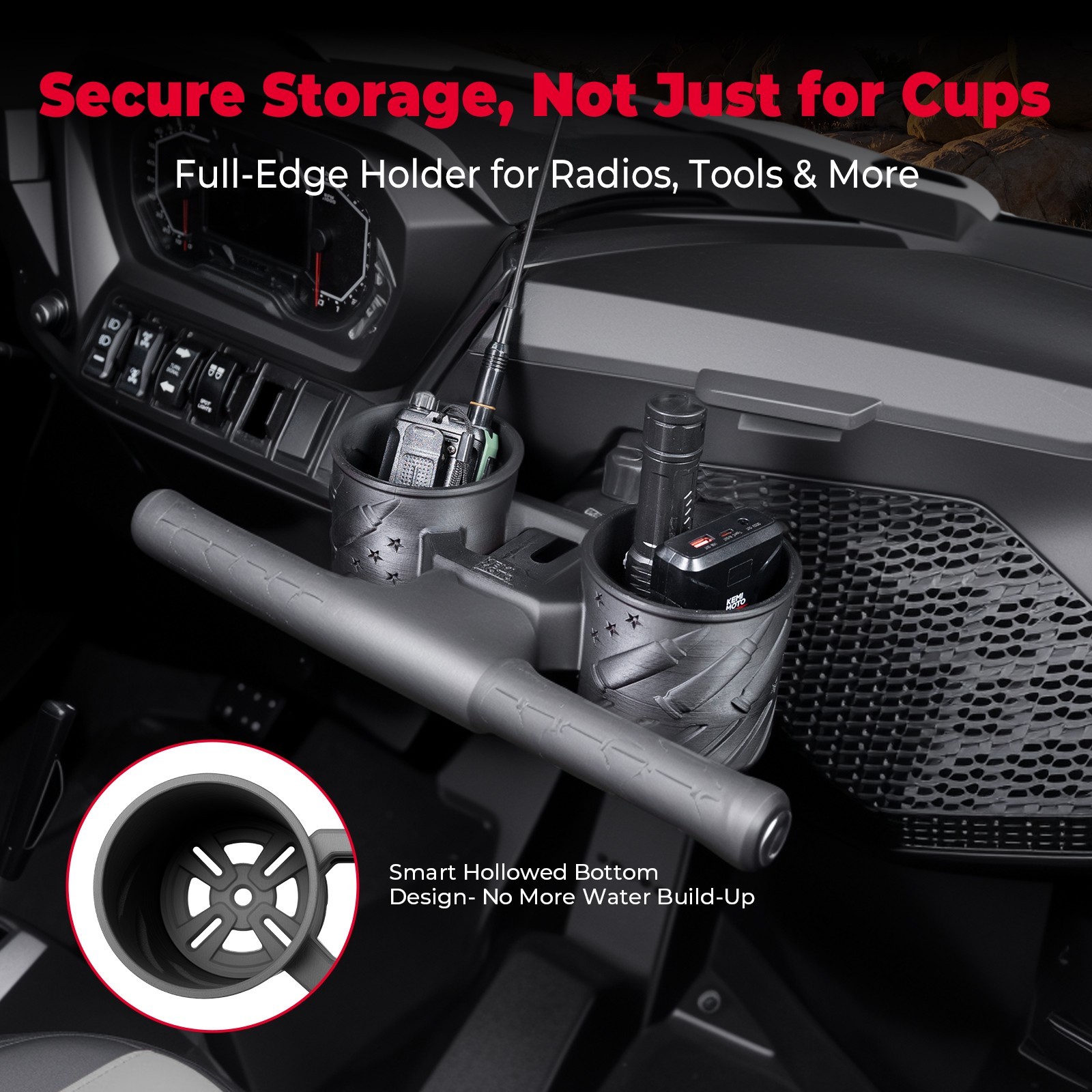 Cup Holder Polaris RZR XP 1000 2024-2025 Blue Fits 18-40oz Durable Easy Install