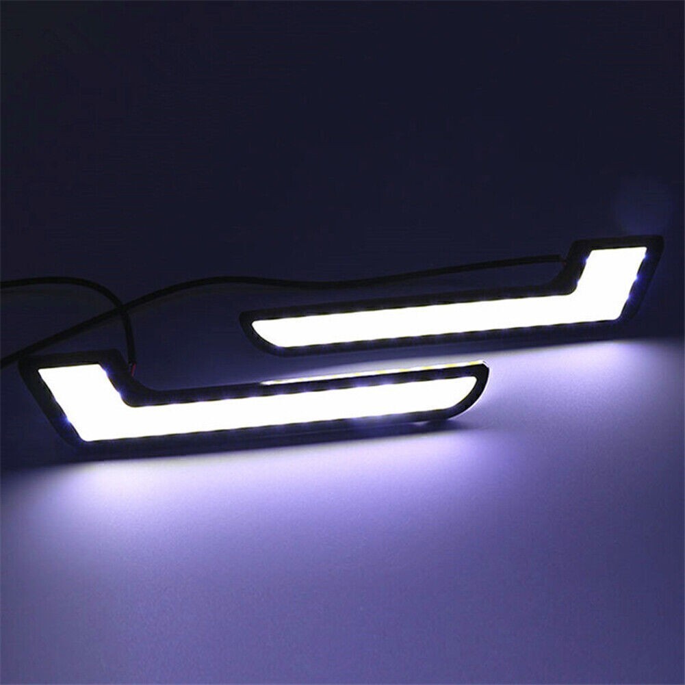 Pair L Shape COB White 12V LED Light Car DRL Daytime Running Light Driving Lamp