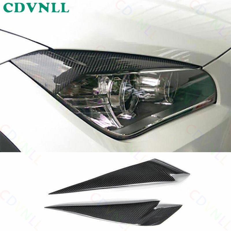 Fit For BMW X1 E84 2010-2015 Dry Carbon Fiber Front Headlight Lamp Eyebrow Strip