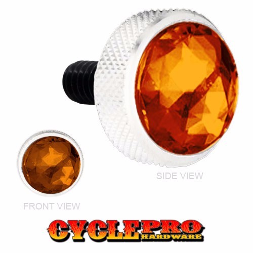 Polished Billet Knurled – Thumb Screw Seat Bolt for 99 – 16 Touring – ORANGE GEM