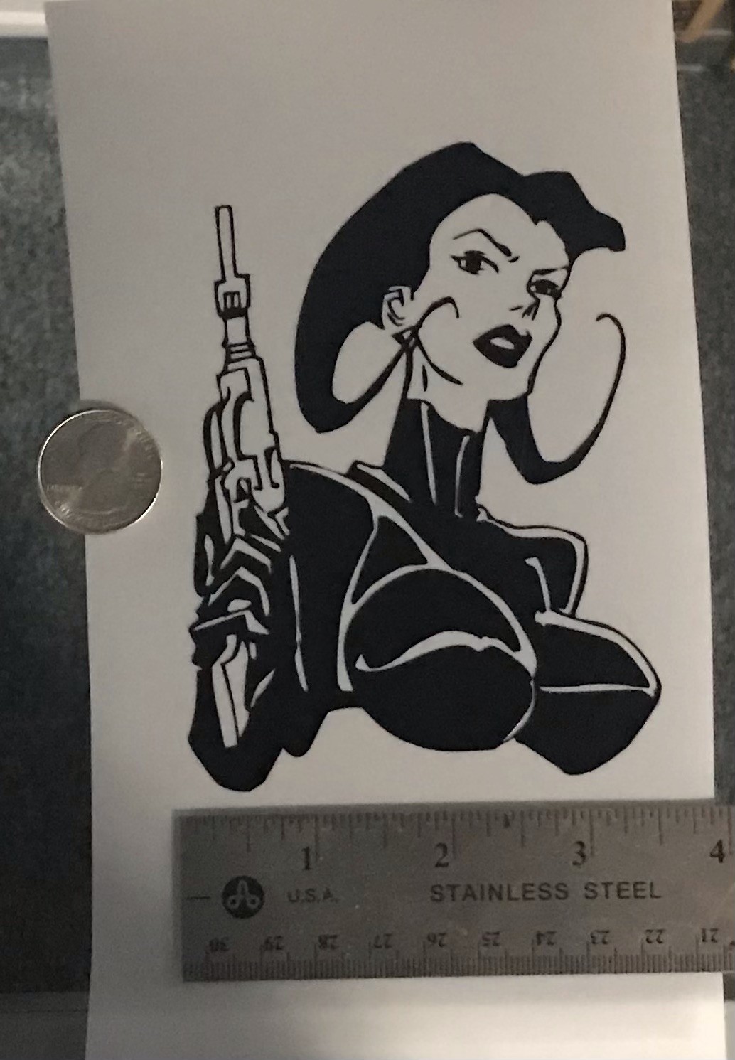 AEON Flux BLACK vinyl decal weatherproof 4.7 x 3.5 inches. Made in USA