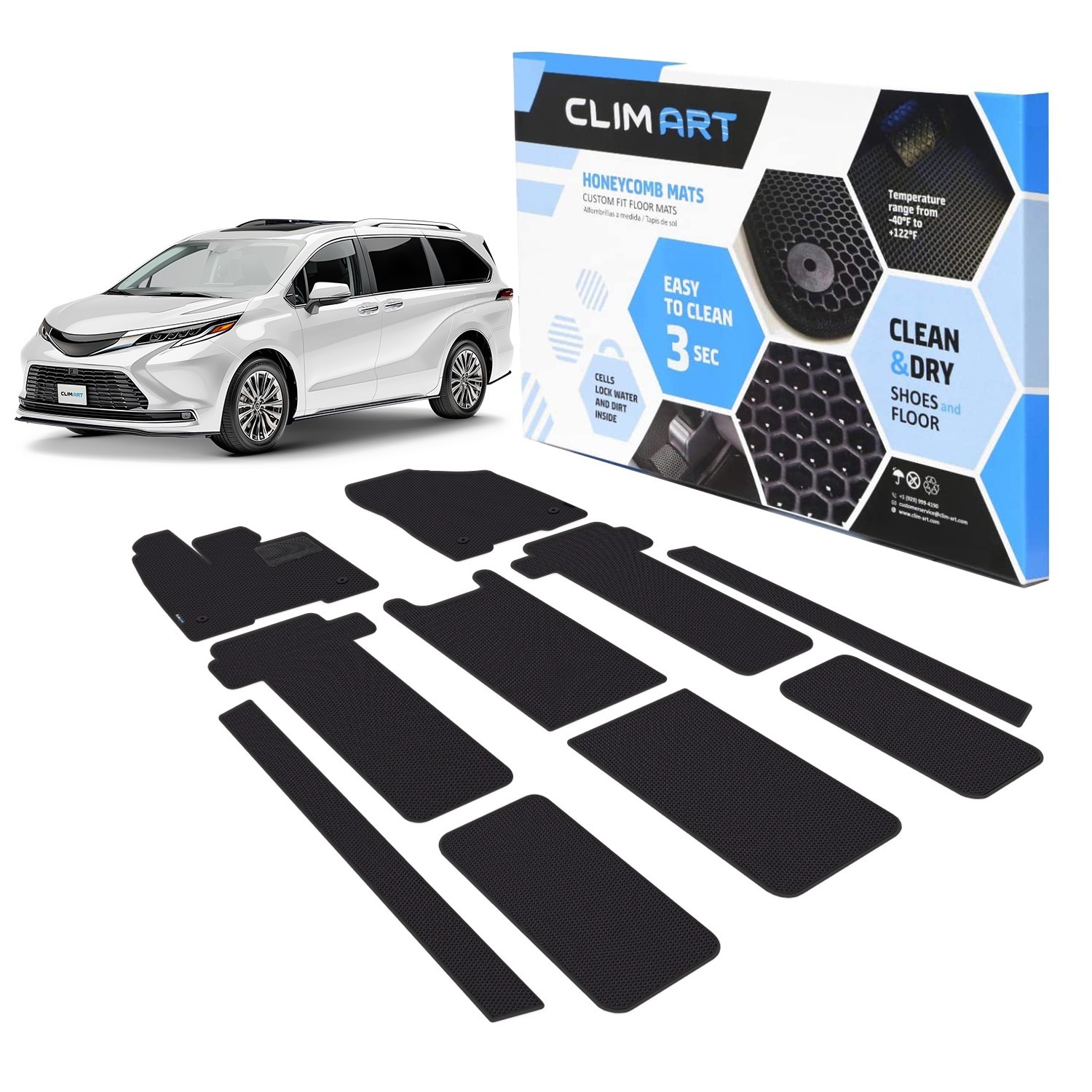 WaterTrap Floor Mats All Weather Liners for 2021-2026 Toyota Sienna