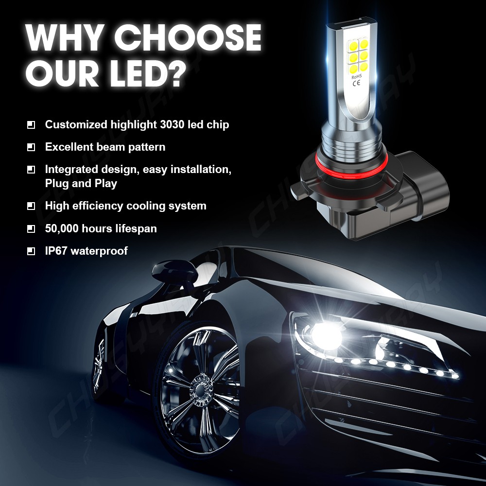 4pcs D1S 9145 LED Headlight High or Low Beam & LED Fog Light Bulbs 6000K White