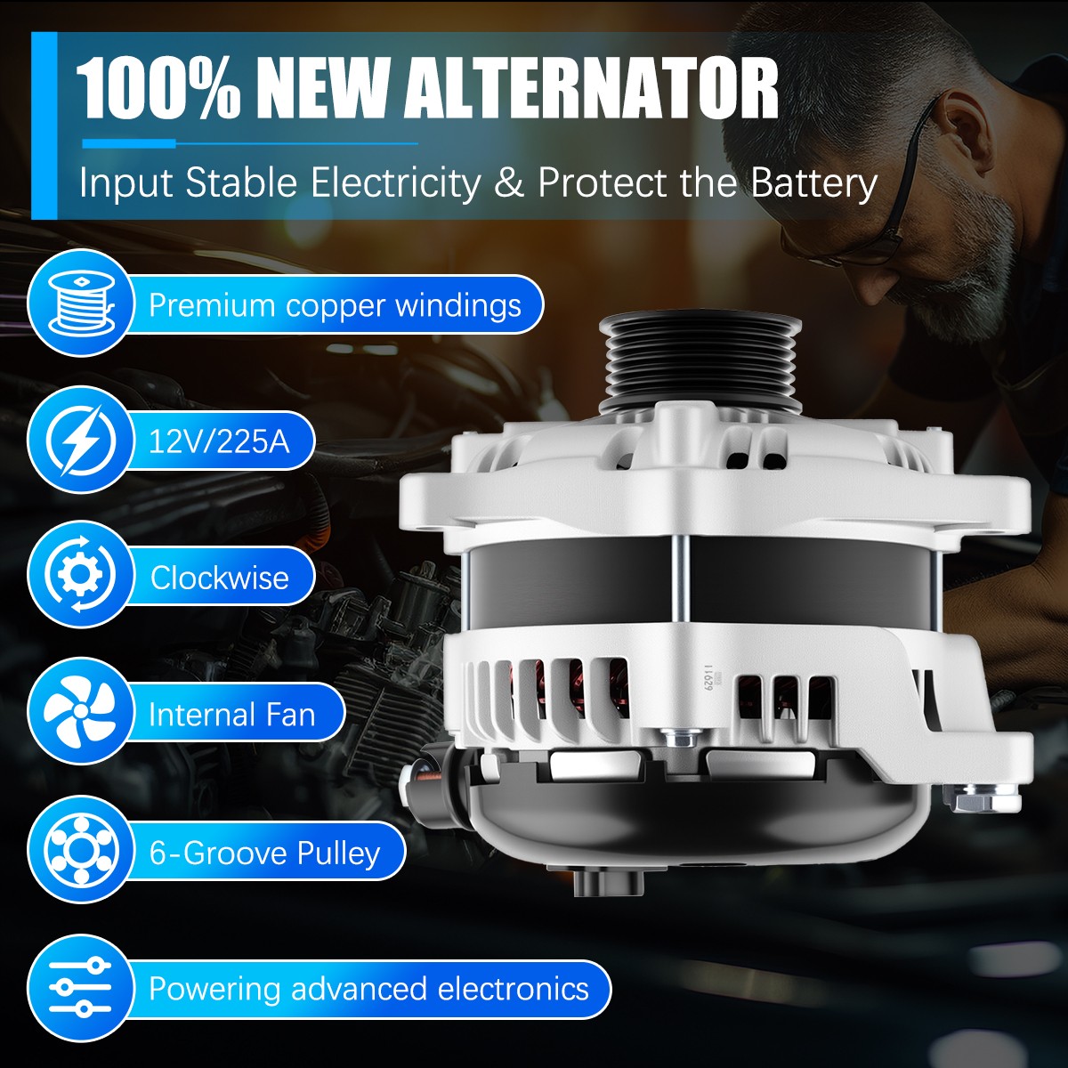 Alternator 11629 Fit Ford Edge 2015-2018 V6 3.5L Lincoln MKZ/MKT 2013-16 V6 3.7L