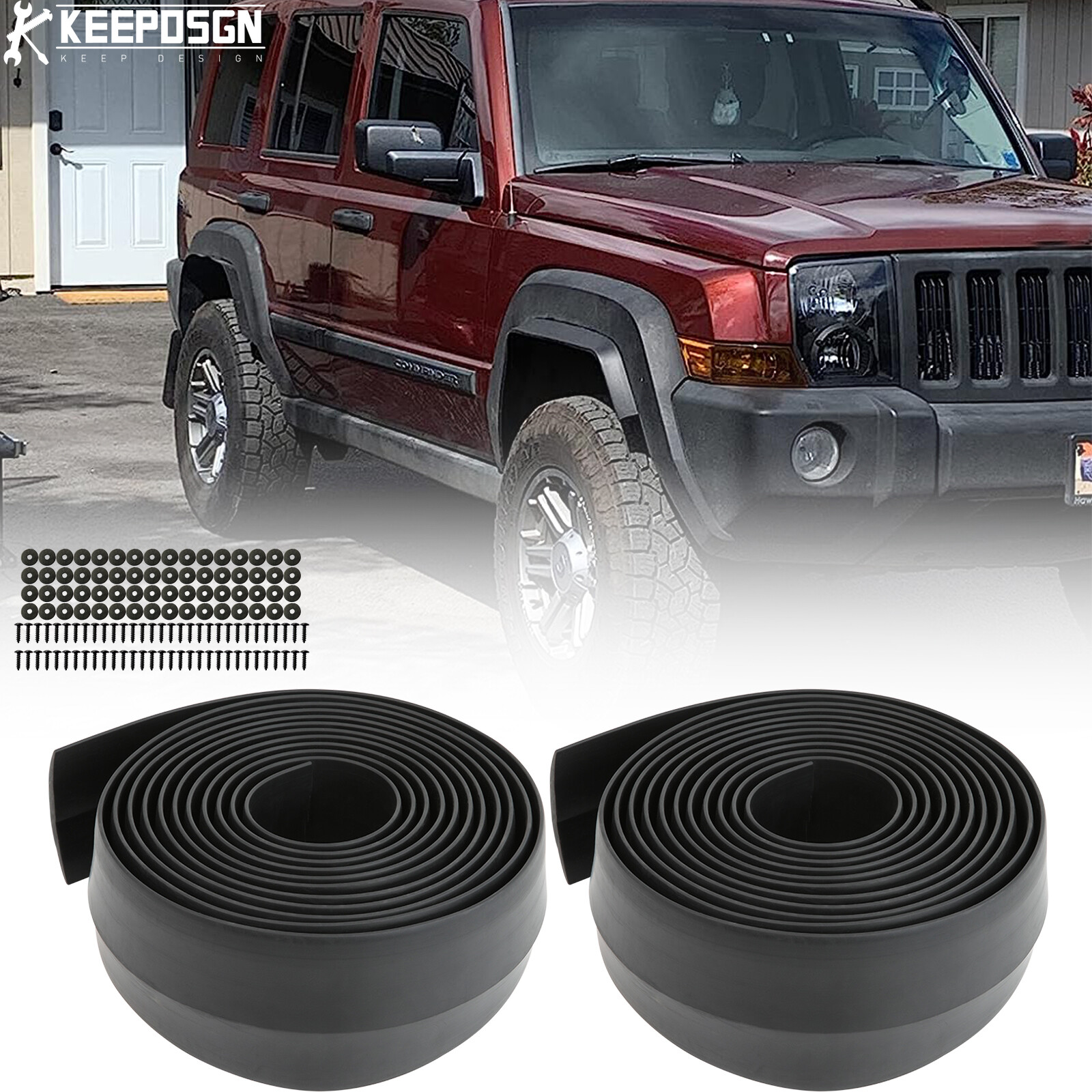 For Jeep Compass 21ft 2″ inch Widebody 2 Rolls Fender Flares Flexible PVC