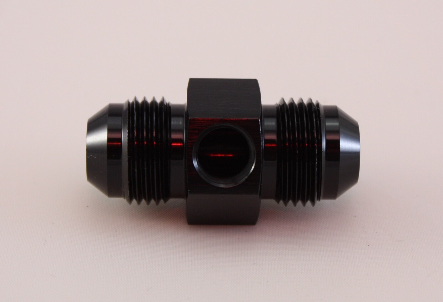 Y24 -6 AN Flare Male To Male W/ 1/8 NPT Side Port Gauge Sensor BLACK Coupler