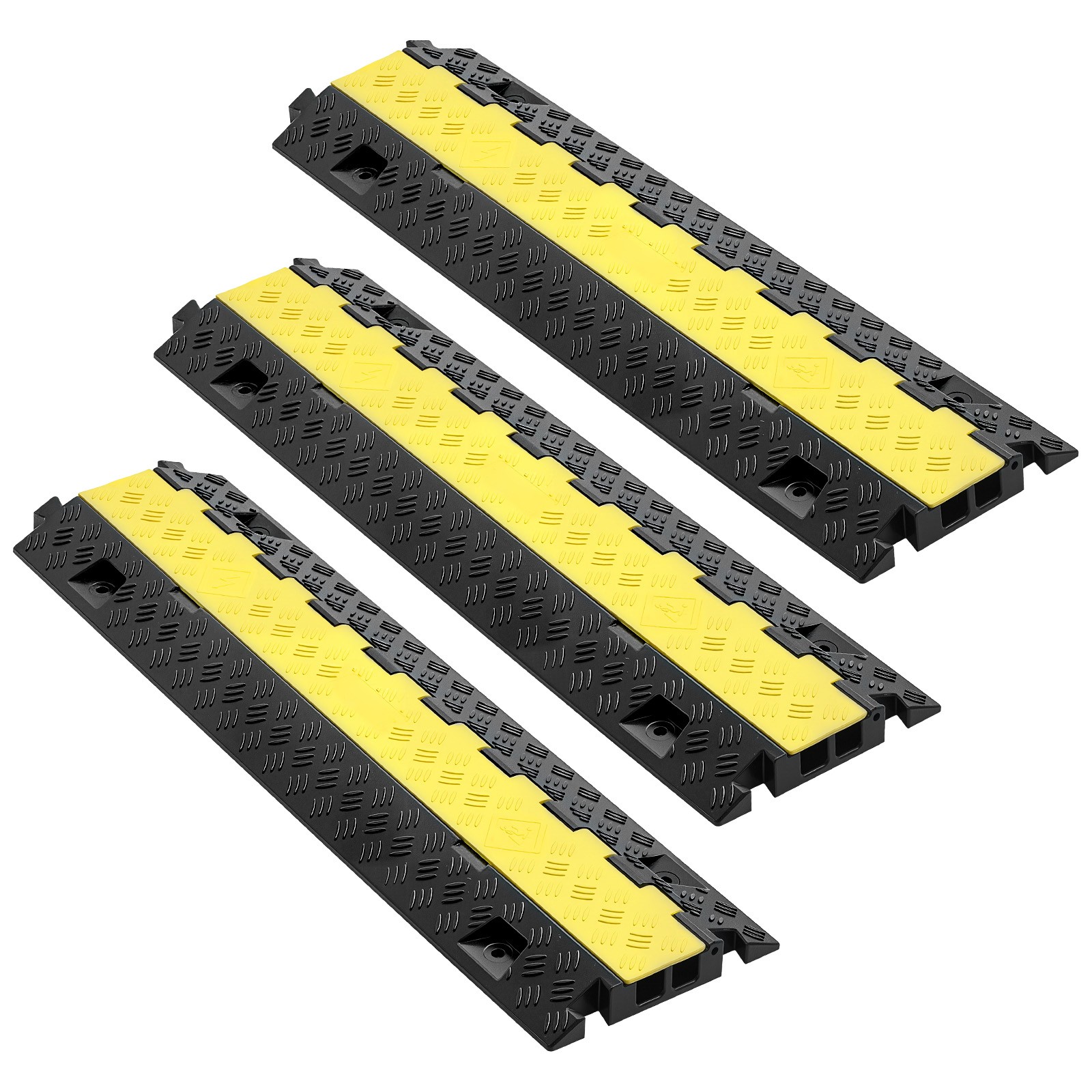Cable Protector Ramp 22,000 lbs/Axle TPU 2 Channel 1.2×1.1 in 3 Pack