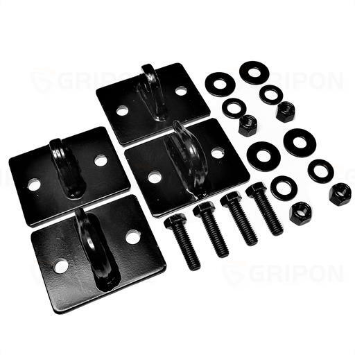 GRIPON (Pack of 2) 3/8in Bolt On Grab Hook Mount with Clevis Mount – Black