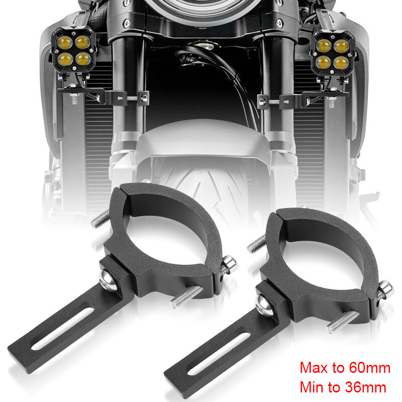 2X Motorcycle Headlight Mount Bracket Spot Fog Light Tube Fork Bar Clamp Holder