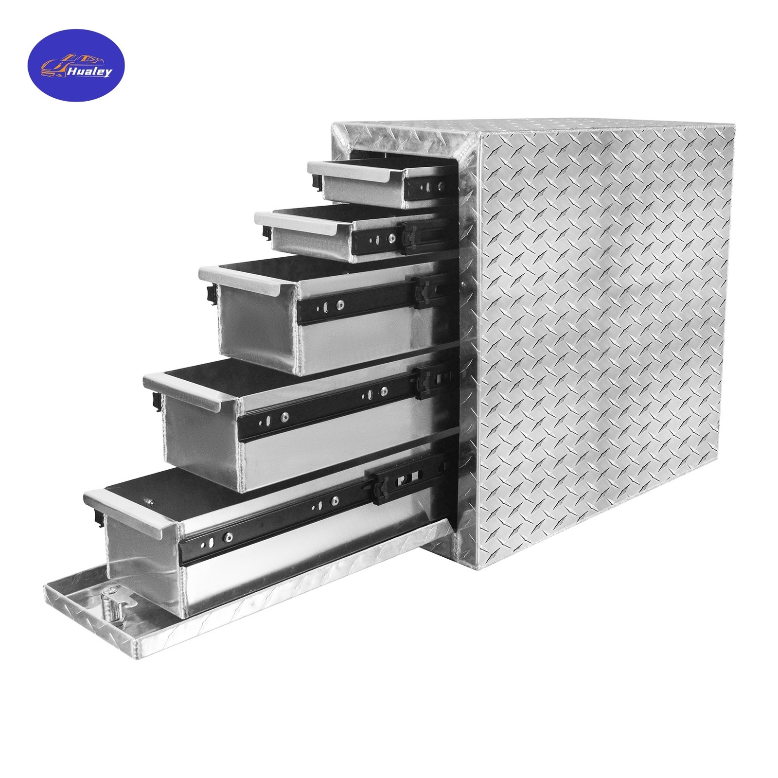 20.5″ x 8.5″ x 18.5″ Silver Aluminum Truck Sidebed 5 Drawer Tool Box w/ Lock