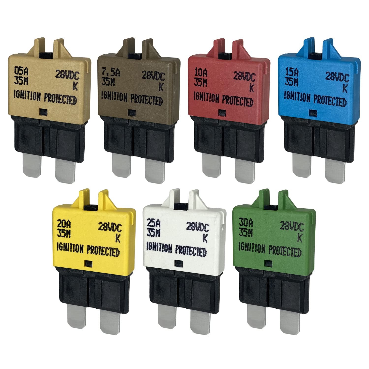 Manual Reset ATC/ATO Multipack 5A, 7.5A, 10A, 15A, 20A, 25A, 30A Black