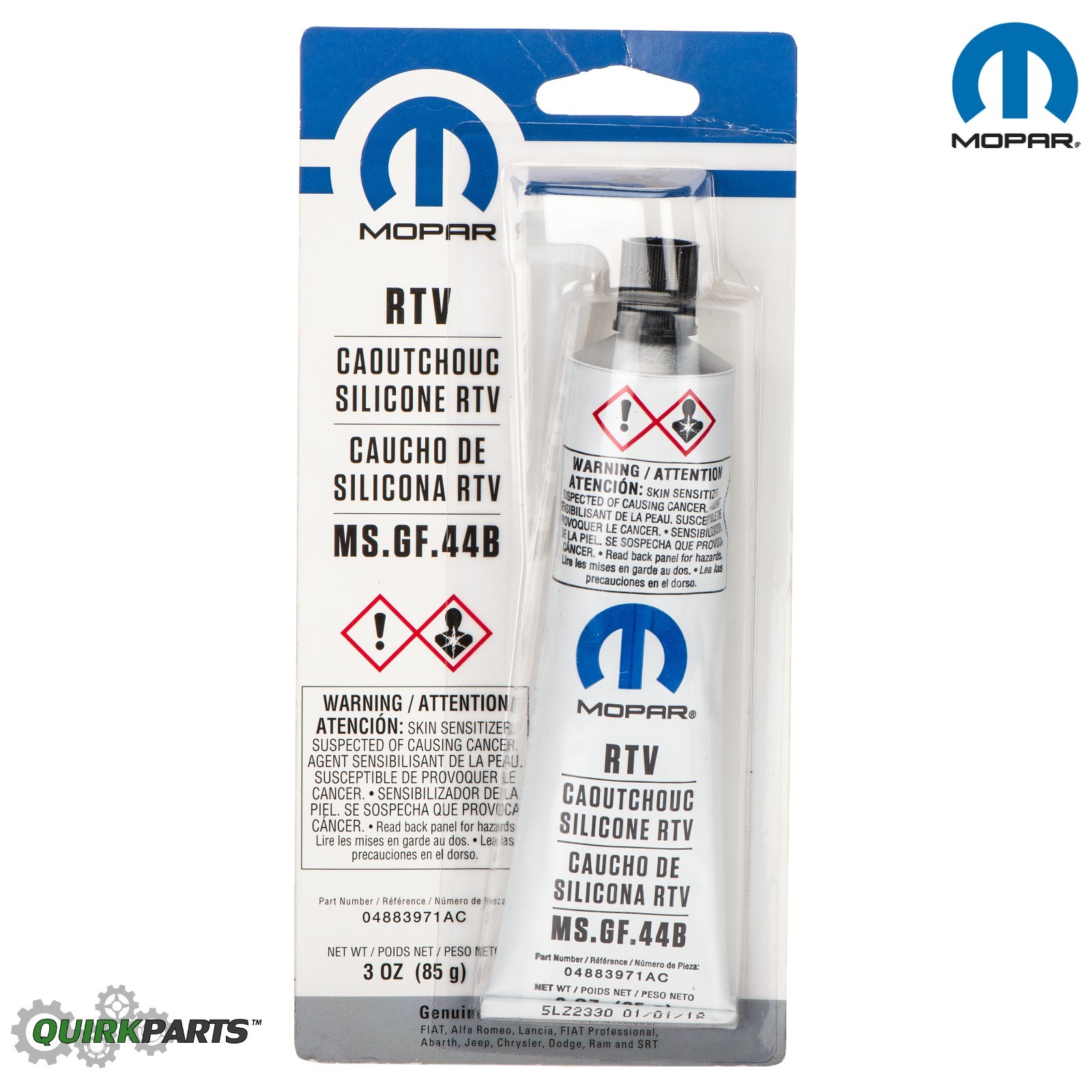 JEEP DODGE CHRYSLER RTC SILICONE RUBBER ADHESIVE ENGINE SEALANT 3OZ TUBE OEM MOP