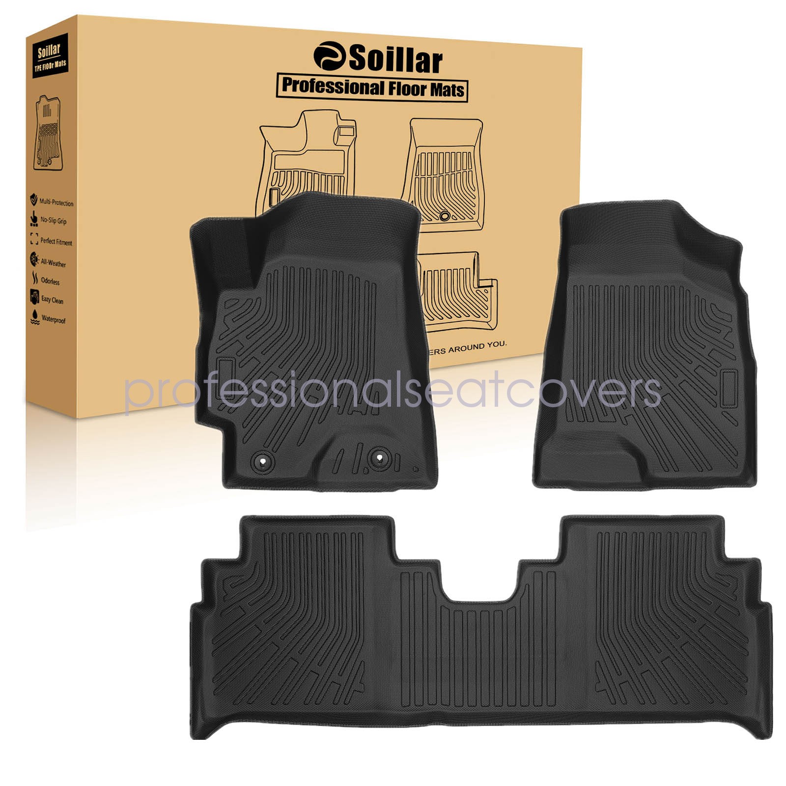 For 2001-2007 Toyota Highlander TPE Floor Mats Liner 3PCS New 3D Front & Rear