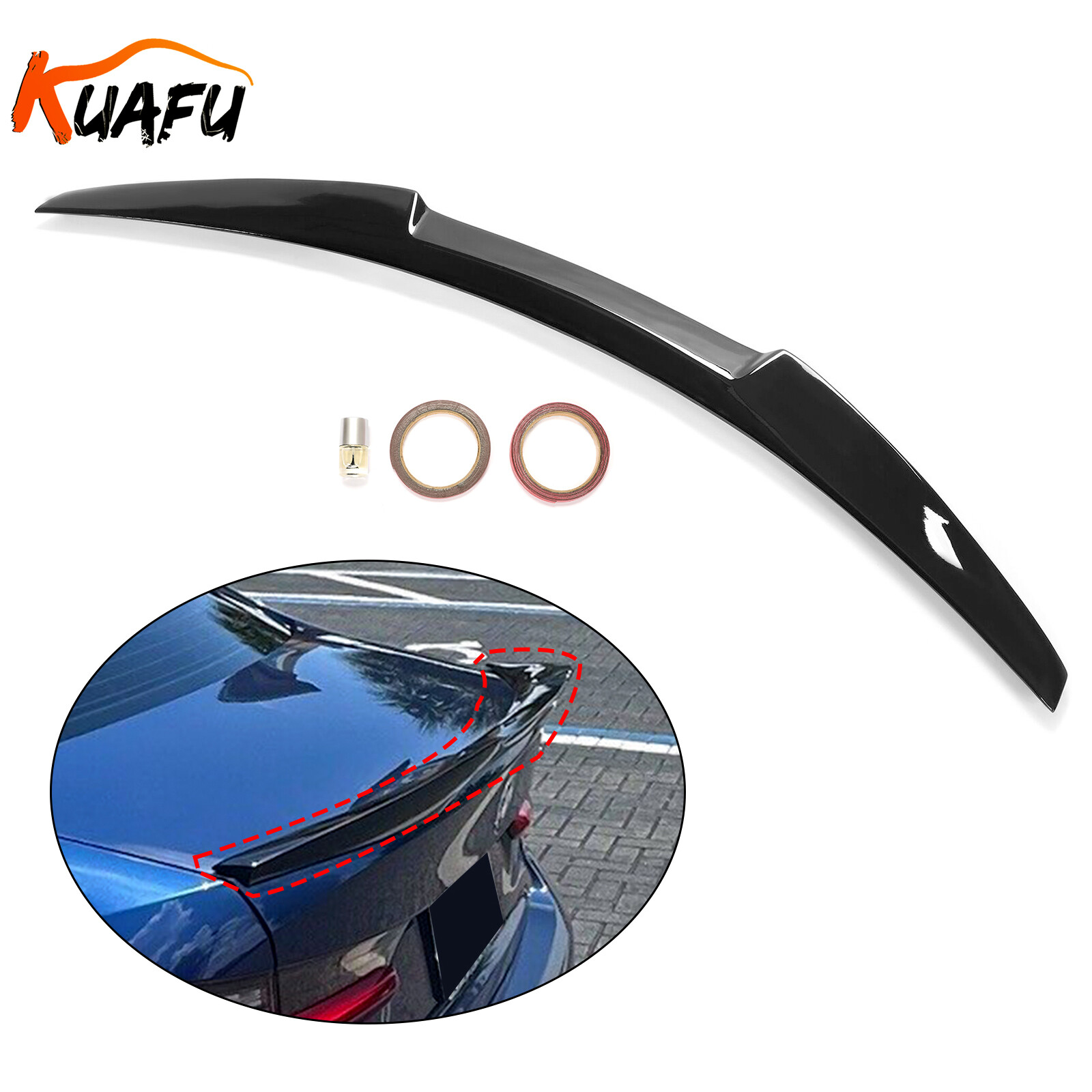 FOR 19-24 BMW G20 330i M340i M3 G80 GLOSS BLACK M4 STYLE HIGHKICK TRUNK SPOILER