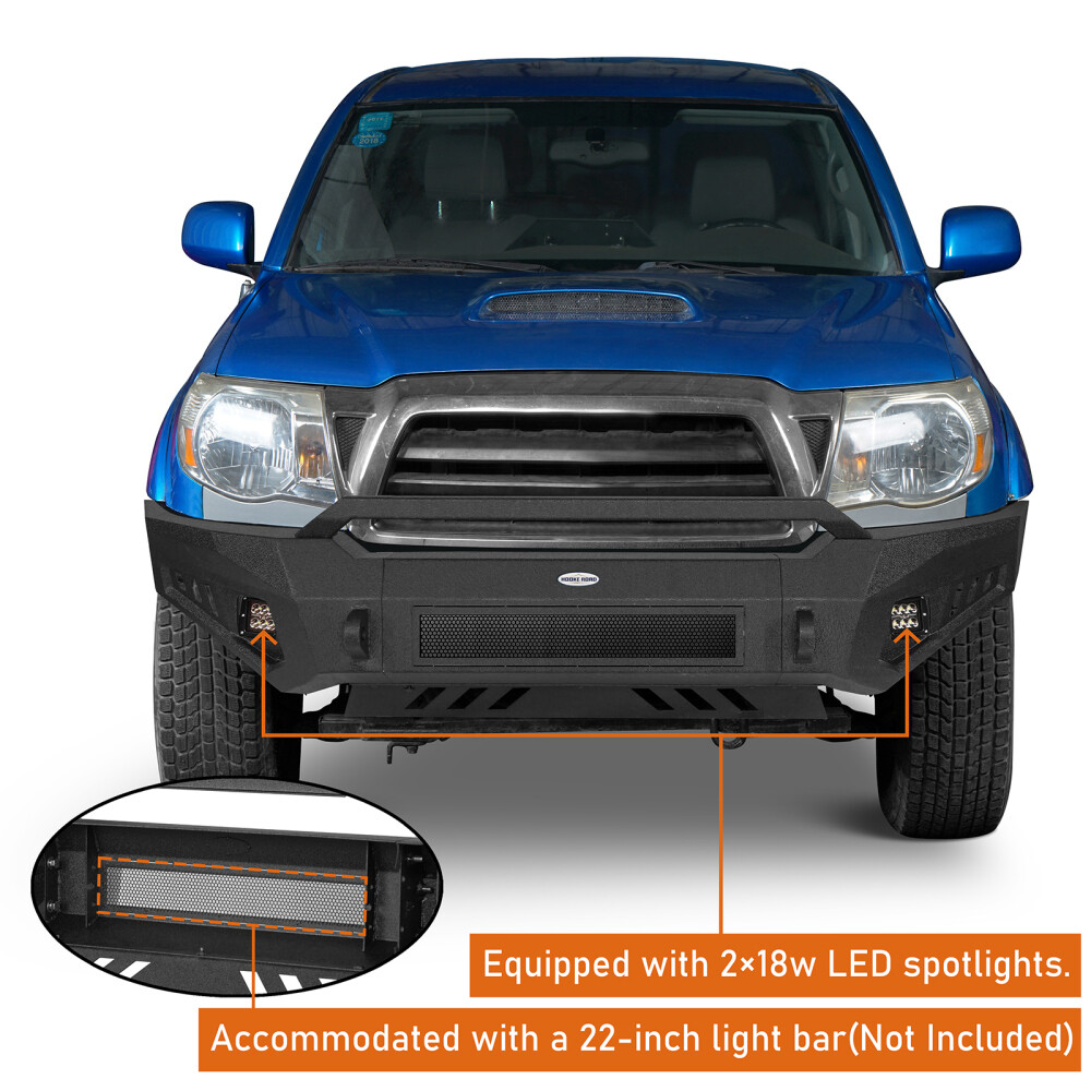 Car Prats Front Bumer Rear Bumper Fit Toyota Tacoma 2005-2011 Steel Black