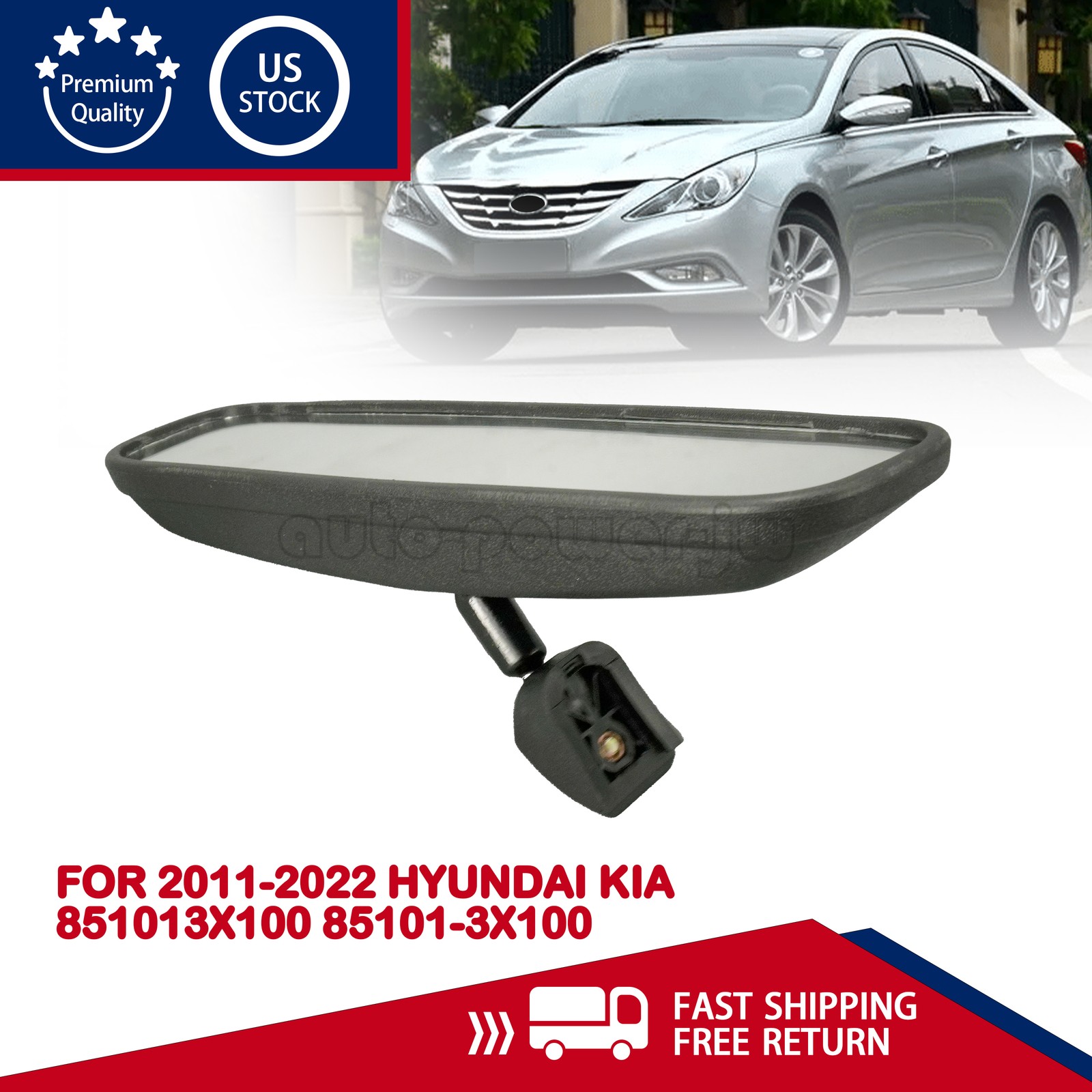Inside Rearview Center Mirror For 2011-2022 Hyundai Kia 851013X100 85101-3X100