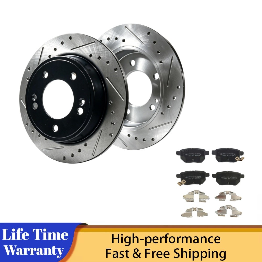 10.20 in Rear Drilled Rotors Brake Ceramic Pads for Toyota Corolla 2009 – 2010
