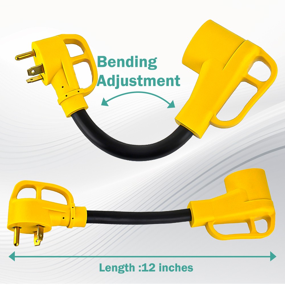 30A Male to 50A Female Adapter: 12-Inch Power Cord for RVS 125V 3750W D20 CA