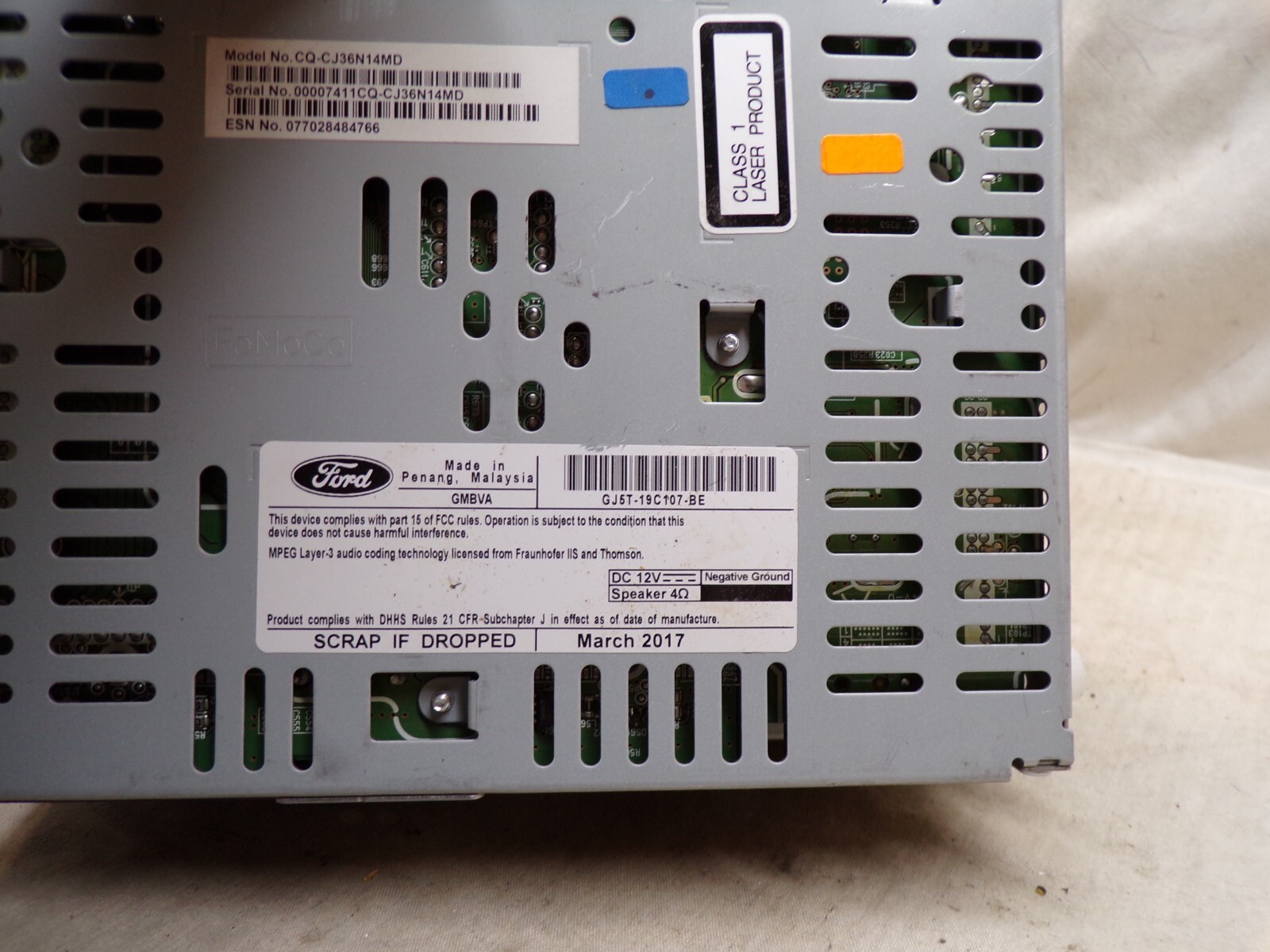 17 18 19 Ford Escape Radio Cd Mp3 GJ5T-19C107-BE Bulk 828
