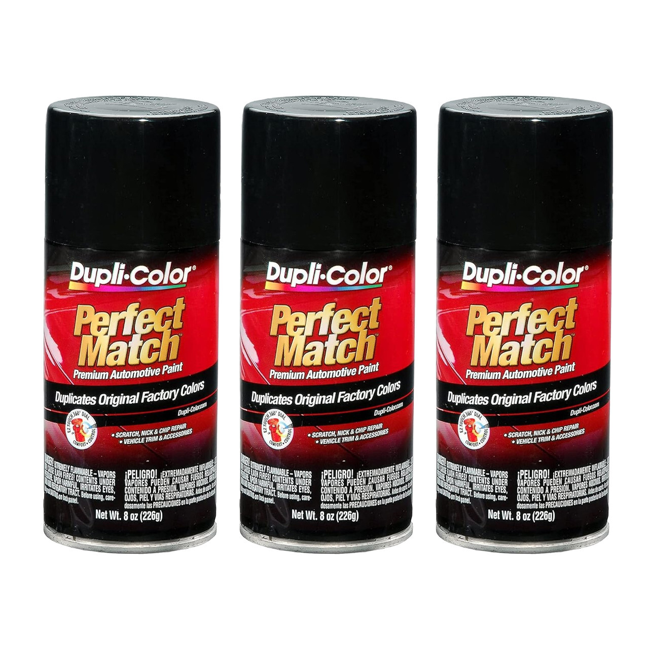 Duplicolor BUN0100 Perfect Match Automotive Paint Universal Black 8 Oz, 3-Pack