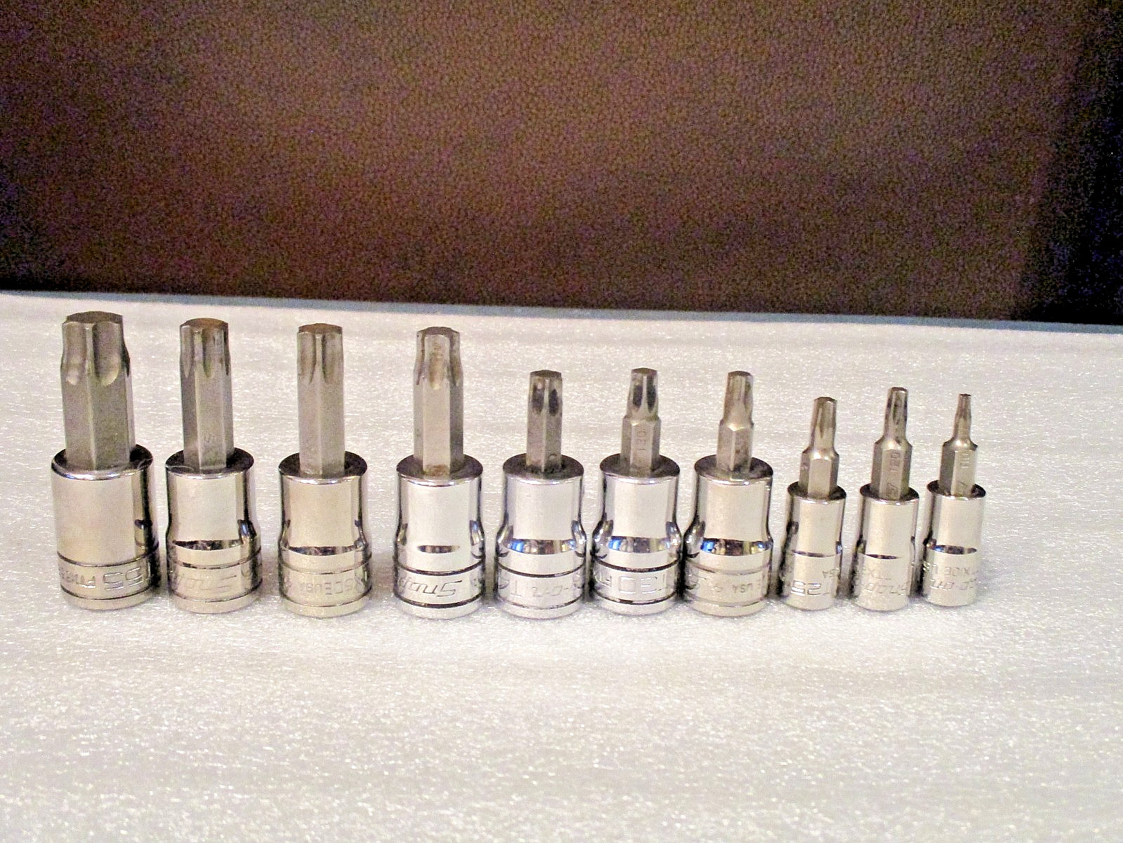 SNAP-ON 3/8″ & 1/4″DRIVE 10pv TORX SOCKET SET, 10-20-25-27-30-40-45-47-50-55mm