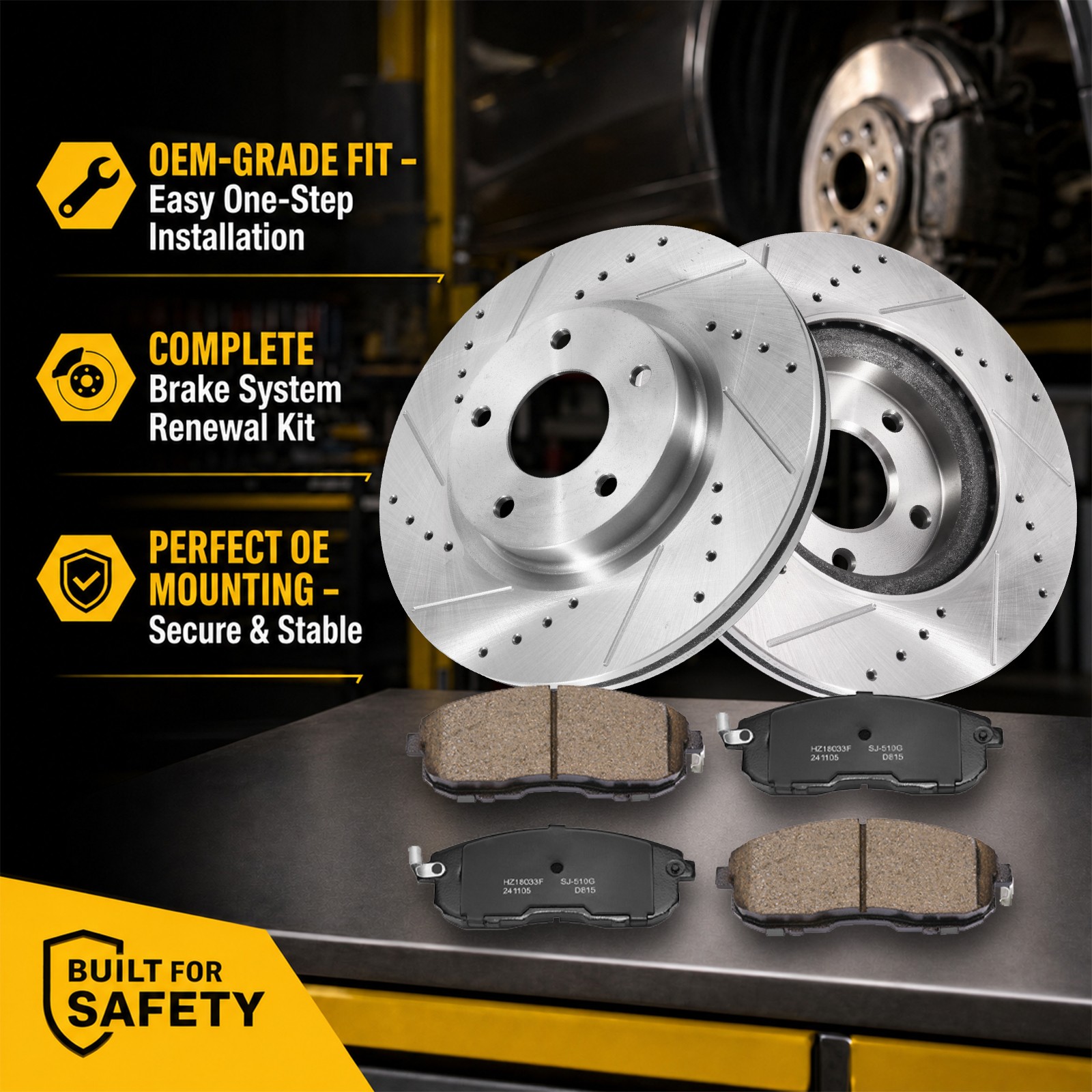 For 2007 – 2013 Nissan Altima Front Drilled Slotted Rotors Ceramic Brake Pads US