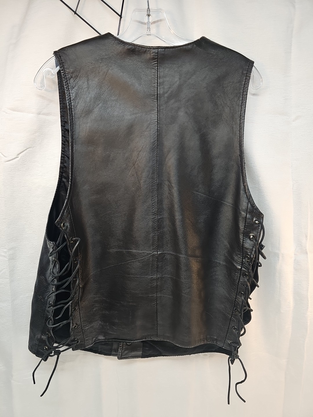Scully Since 1906 black leather motorcycle side laces button-snap Closure Sz L”