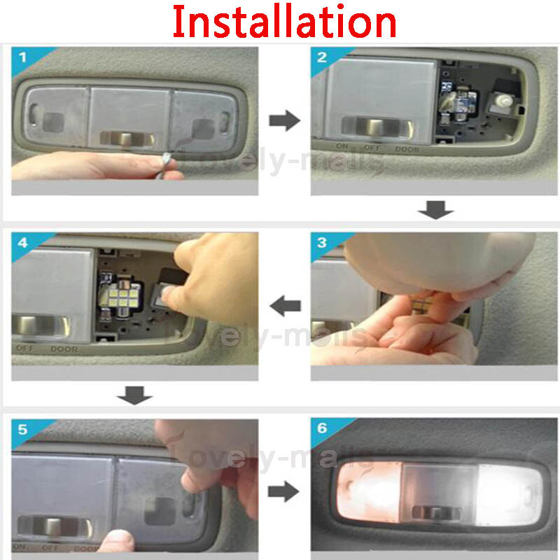 6PCS Bulbs White LED Interior Lights Package kit Fit 2006-2012 Honda Civic J1