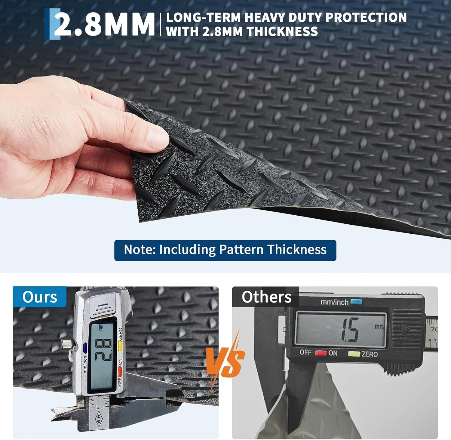 7.8 x 18 ft Garage Floor Mat, Flooring Roll Diamond Plate PVC Rubber Trailer Mat