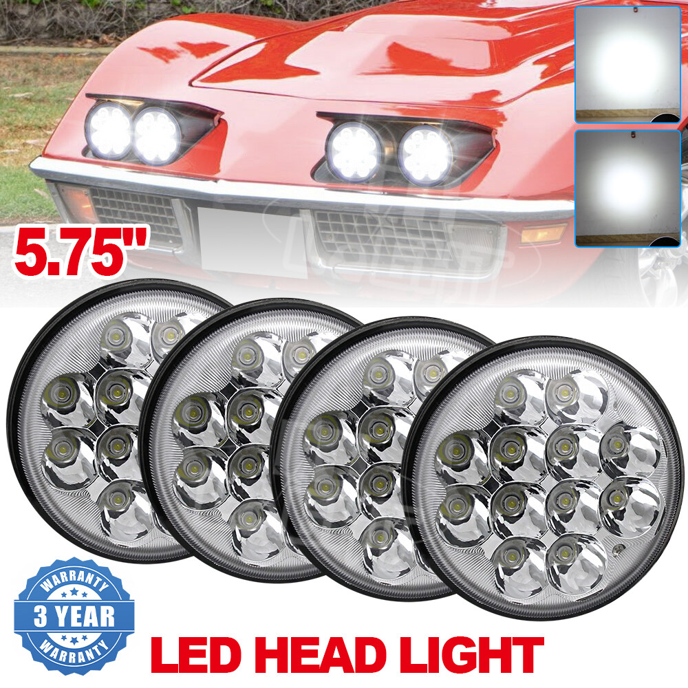 4PCS 5 3/4″ 5.75″ Round LED Headlights Hi/Lo Beam For Chevy Corvette C3 68-82 H4