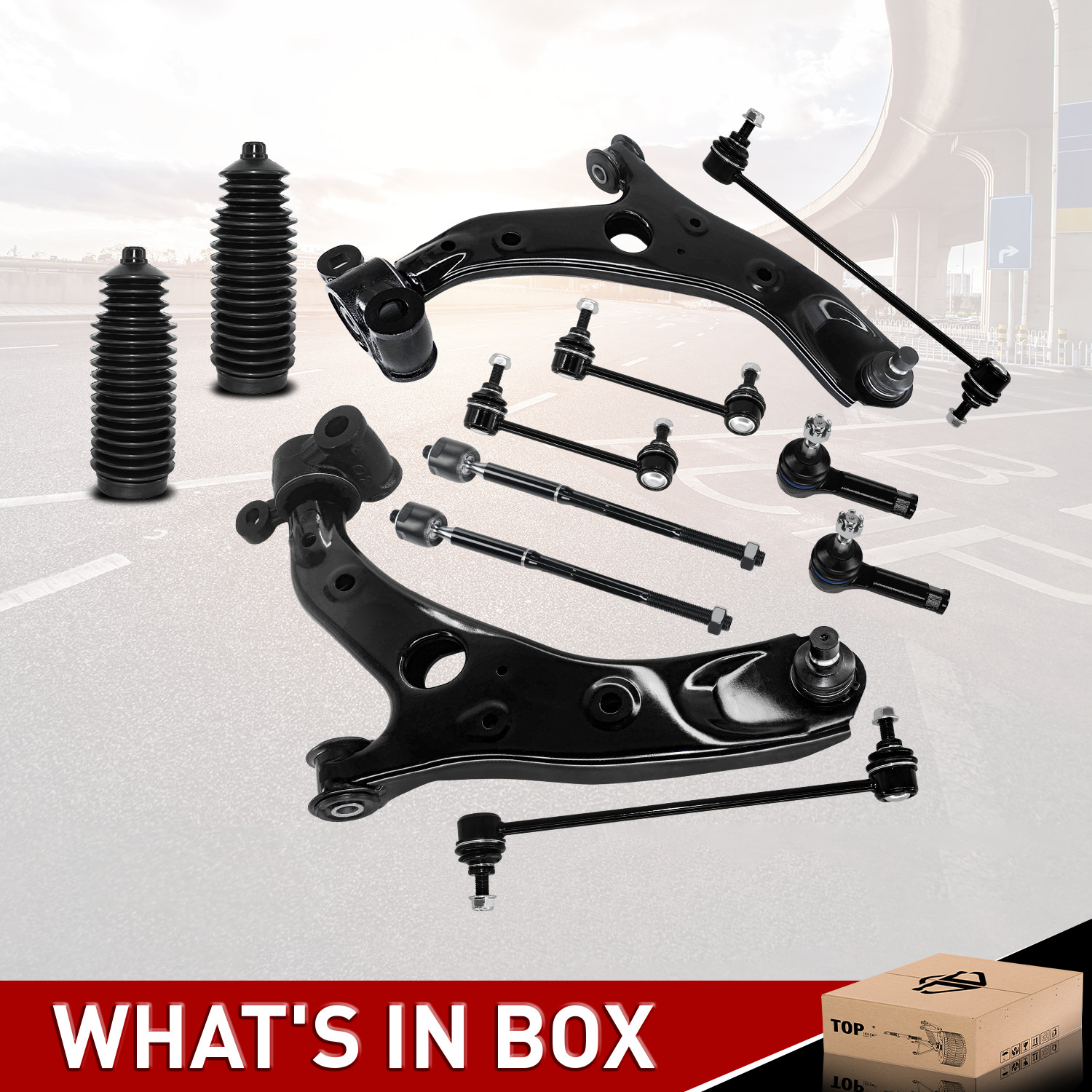 12pc Front Lower Control Arms + Rear Sway Bars + Boots for 2013-2016 Mazda CX-5