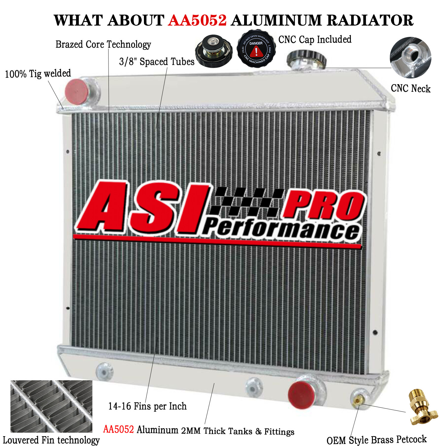 2 Row Aluminum Radiator Fit 1963 1964 1965 ,1966 Chevy C 10 C20 C30 Pickup Truck