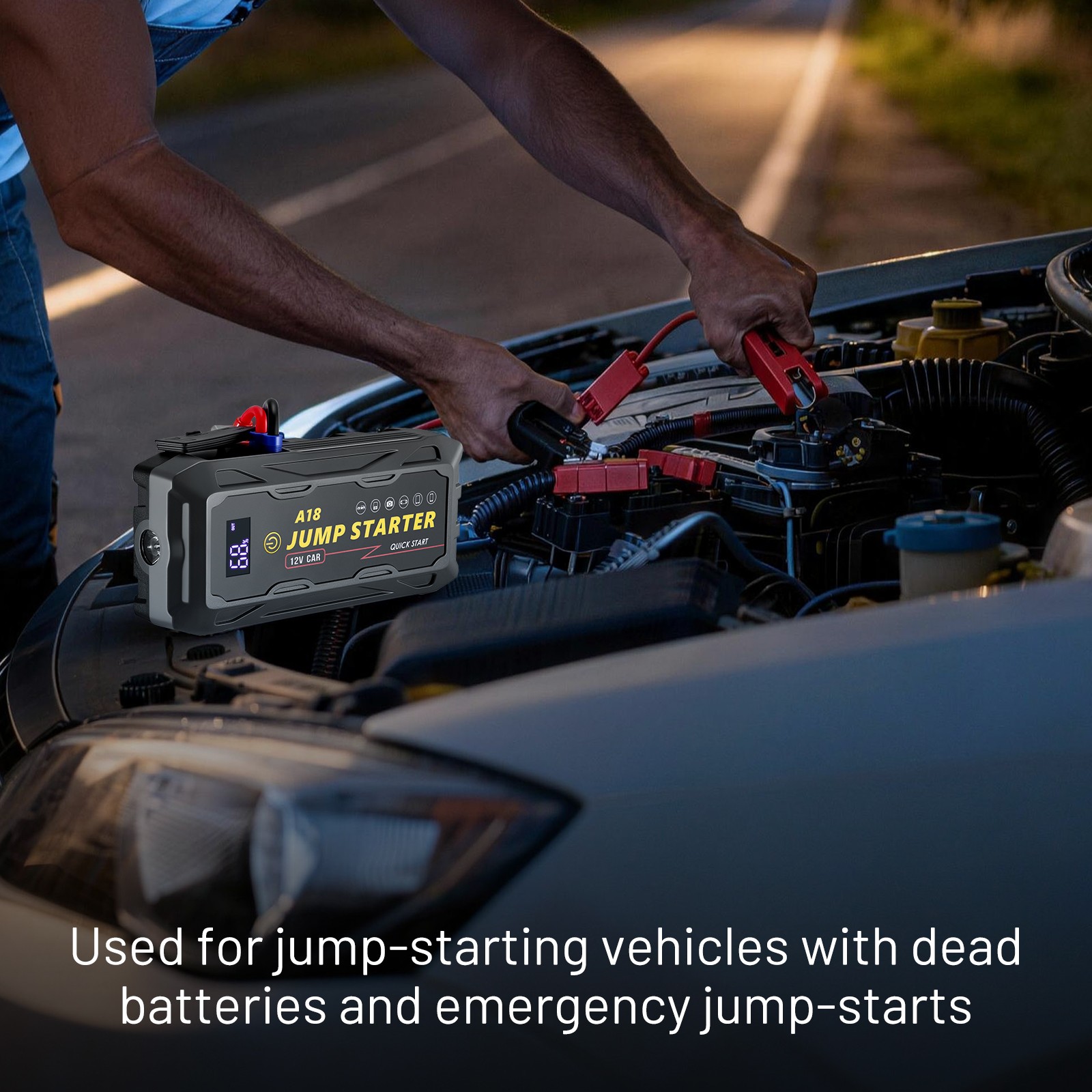 2000A Peak Current Car Battery Starter with Multi-Device Charging Capability