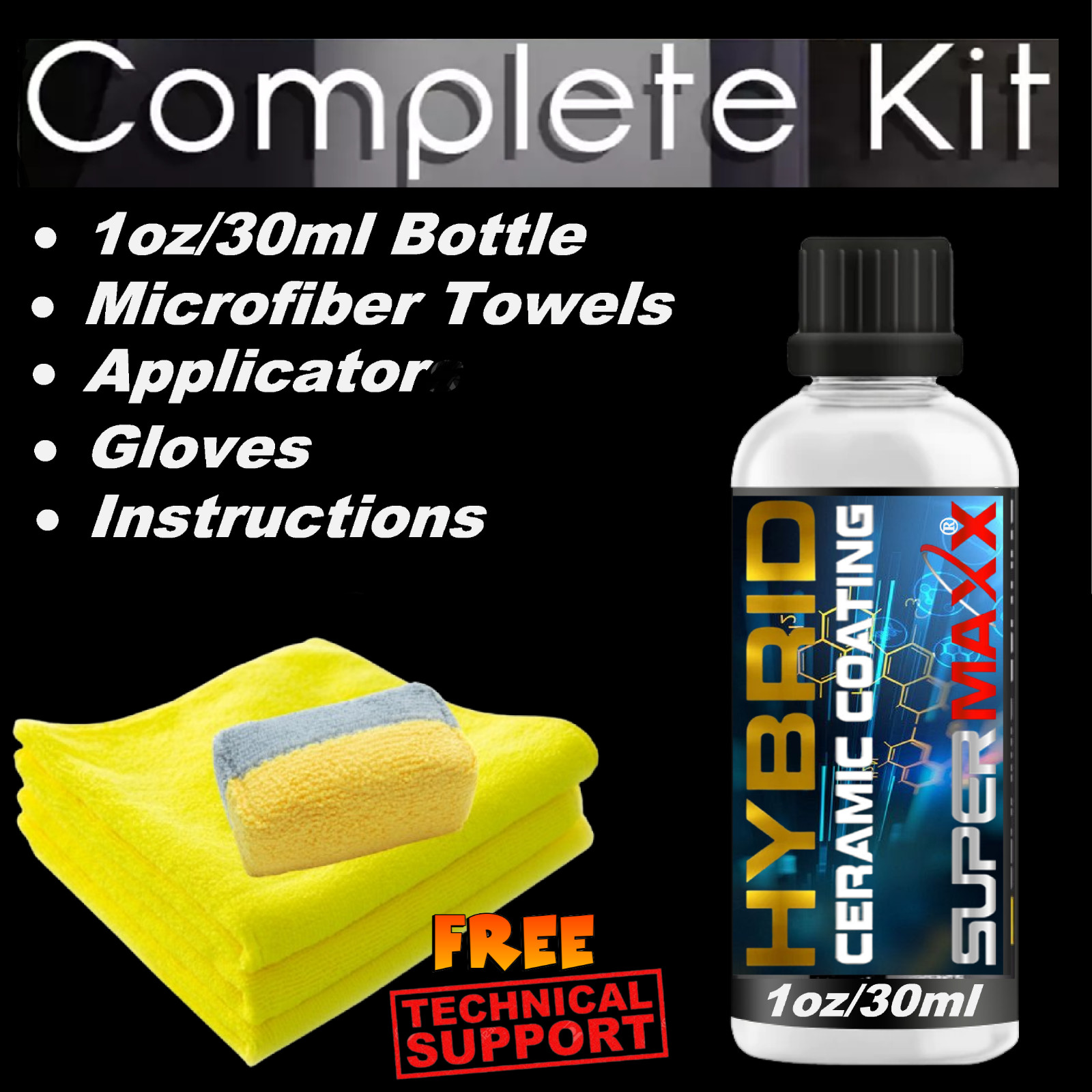 NANO CERAMIC CAR COATING ADVANCED POLYSILAZANE HYBRID 2K TRICURE TECHNOLOGY -KIT