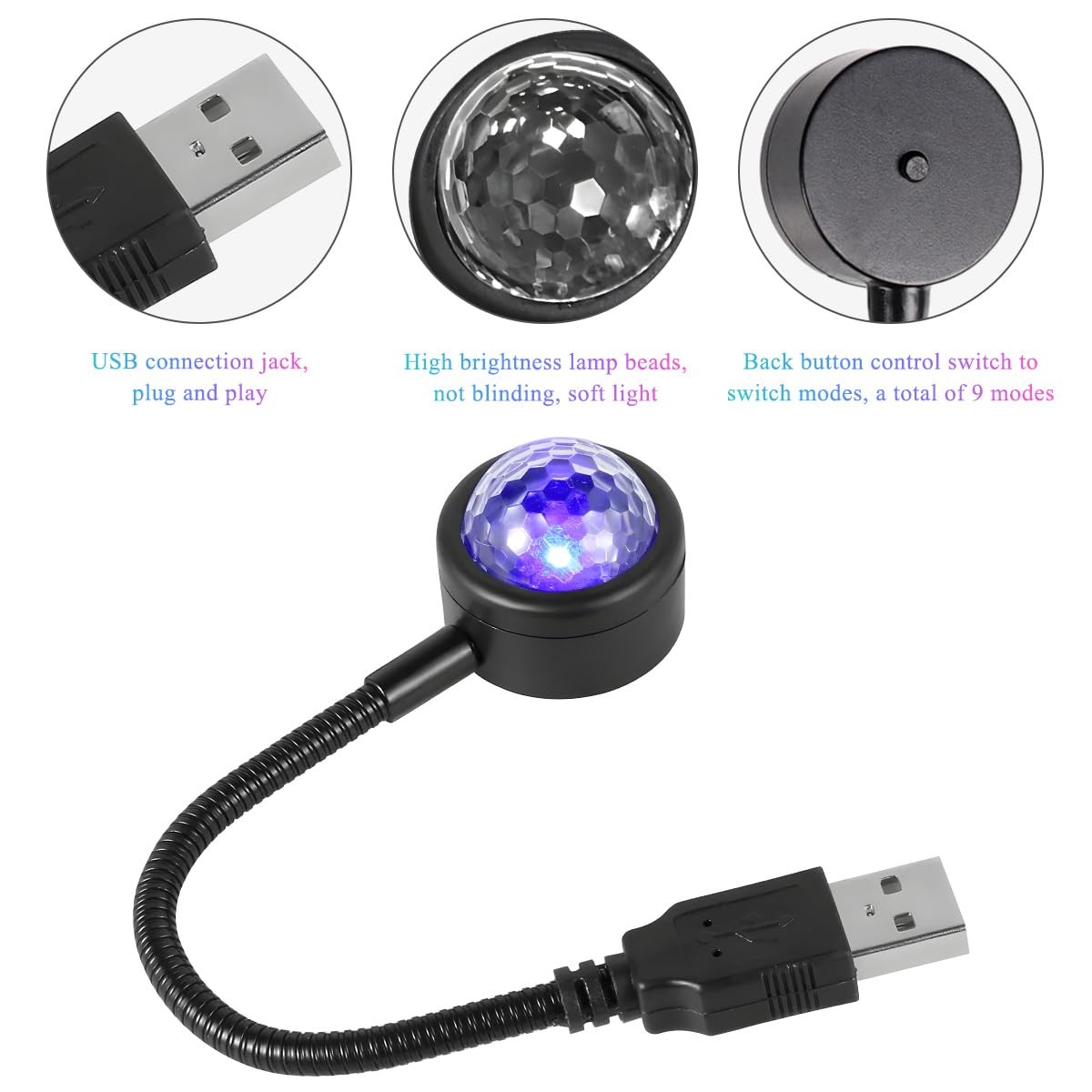KVAEY 2 PCS USB Star Night Light, Adjustable 7.48×1.14×0.98 inches, 1