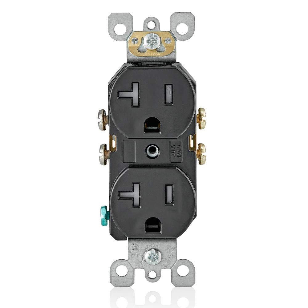 Leviton 20 Amp Tamper-Resistant Duplex Outlet, T5820-E, Black
