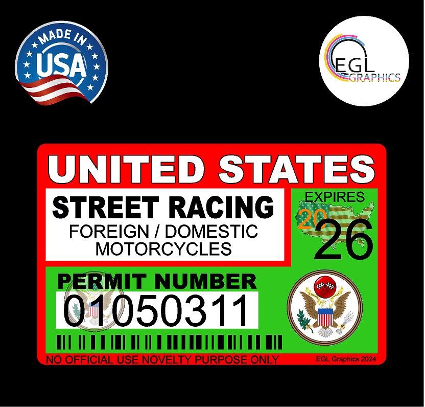 Jdm United States Street Racing Permit Decal Vinyl Decal Stance Race Import