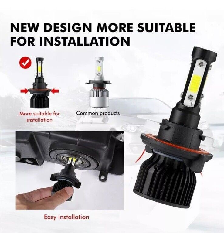 For 2X H13 9008 LED Headlight Bulbs 20000 Lumen Super Bright 6000K White